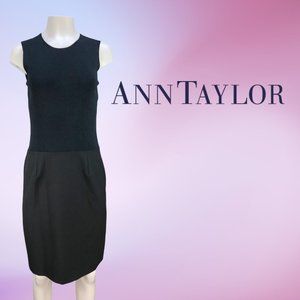 Black ANN TAYLOR Petites 1/2 Knit Business Dress Size 4P